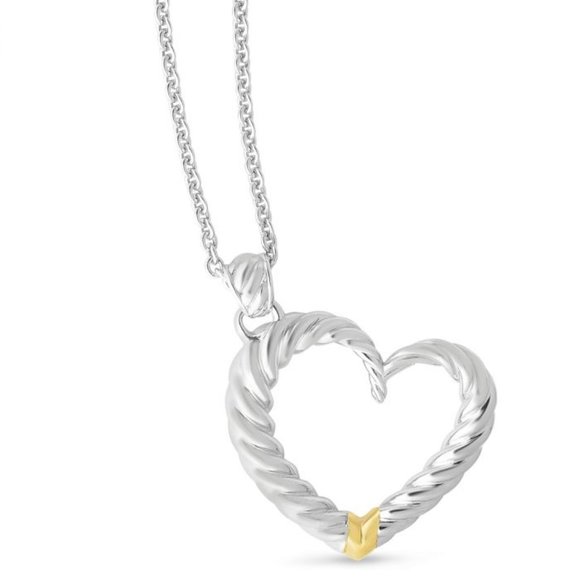 Italian Cable Bold Heart Necklace - Picture 1 of 2